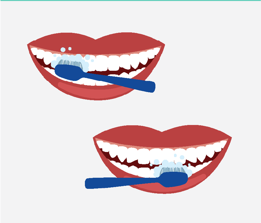 Graphic of someone brushing the tops and bottoms of their teeth.