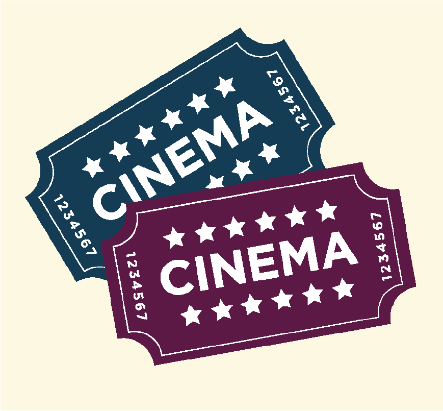 Graphic of two movie tickets.