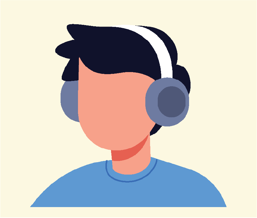 Graphic of a boy wearing headphones to protect his hearing.