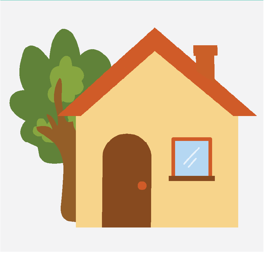 Graphic of a house with a tree near it.
