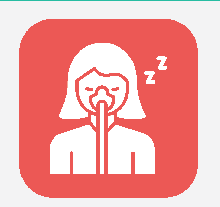 Graphic of a woman wearing a mask. She is sleeping due to anesthetic.