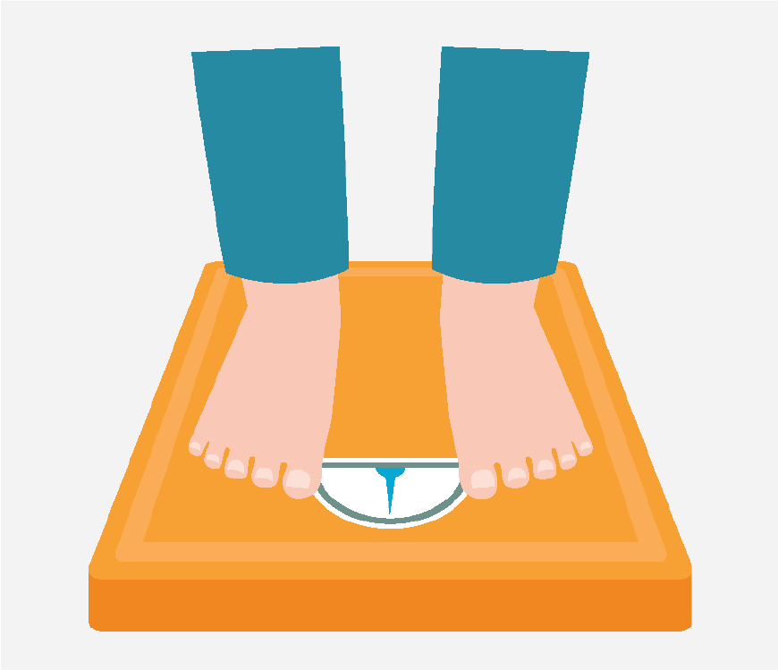 Graphic of the feet of someone standing on a scale.