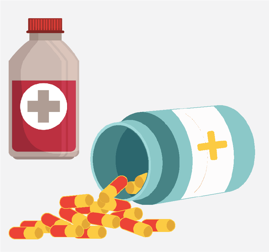 Graphic of two medicine bottles.