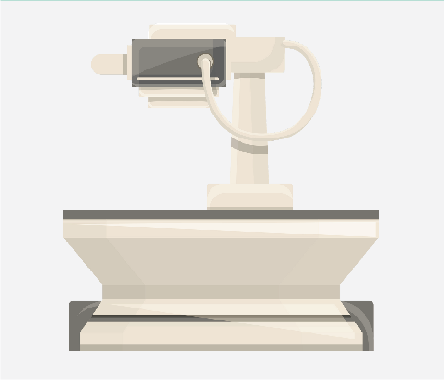 Graphic of an X-ray machine, it is large and tan color.