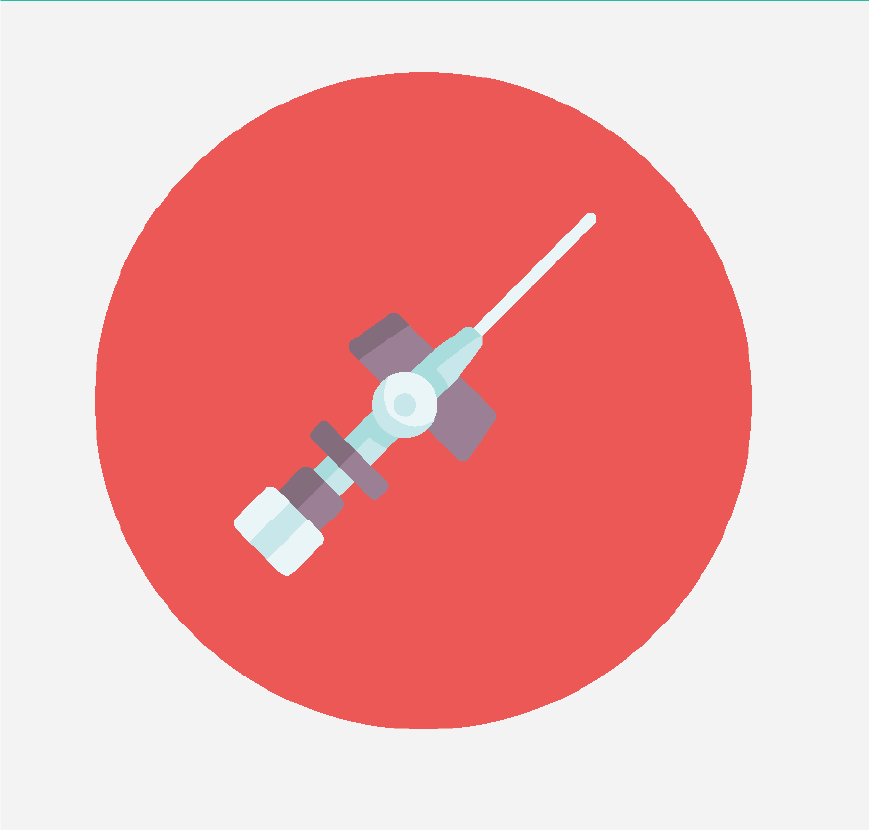 Graphic of a needle that is used to place the IV.