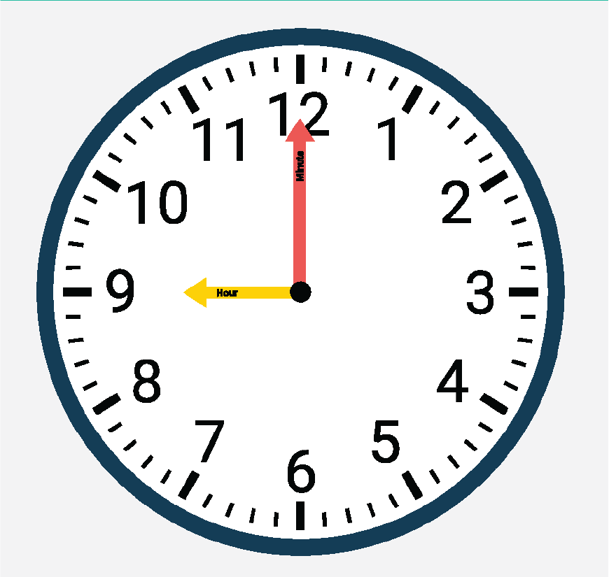 Graphic of a clock showing the time of 9:00.