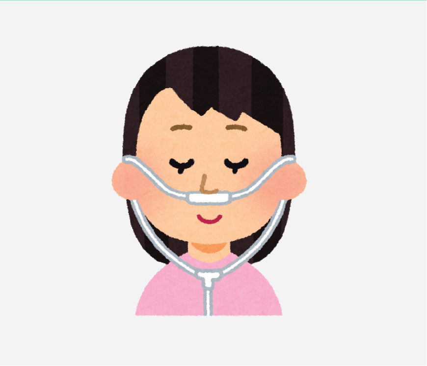 Graphic of a girl with a nasal cannula. These tubes will supply extra oxygen while she sleeps.