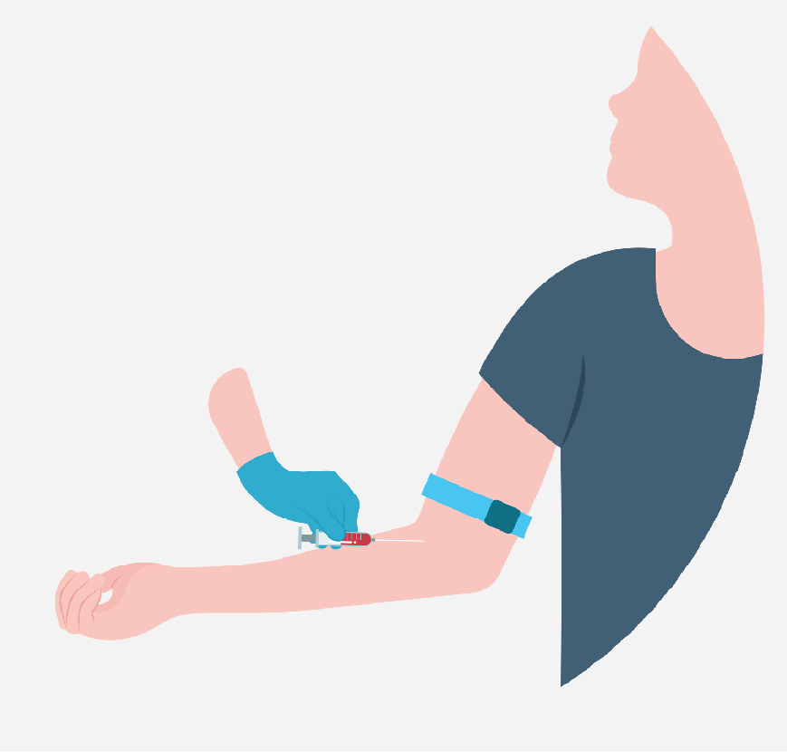 Graphic of a nurse placing an IV needle in a patients arm.
