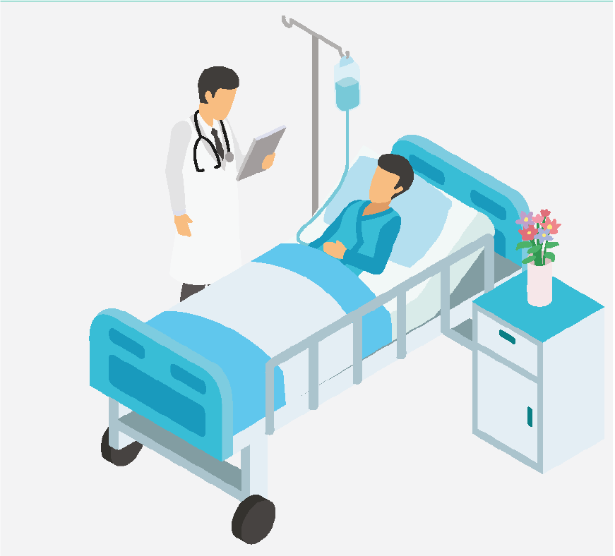 Graphic of an anesthesiologist talking to a patient.