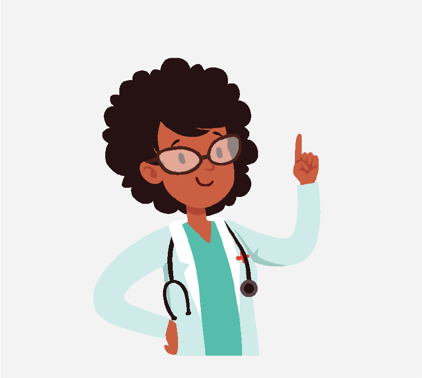 Graphic of an Anesthesiologist, she is ready to talk with you.