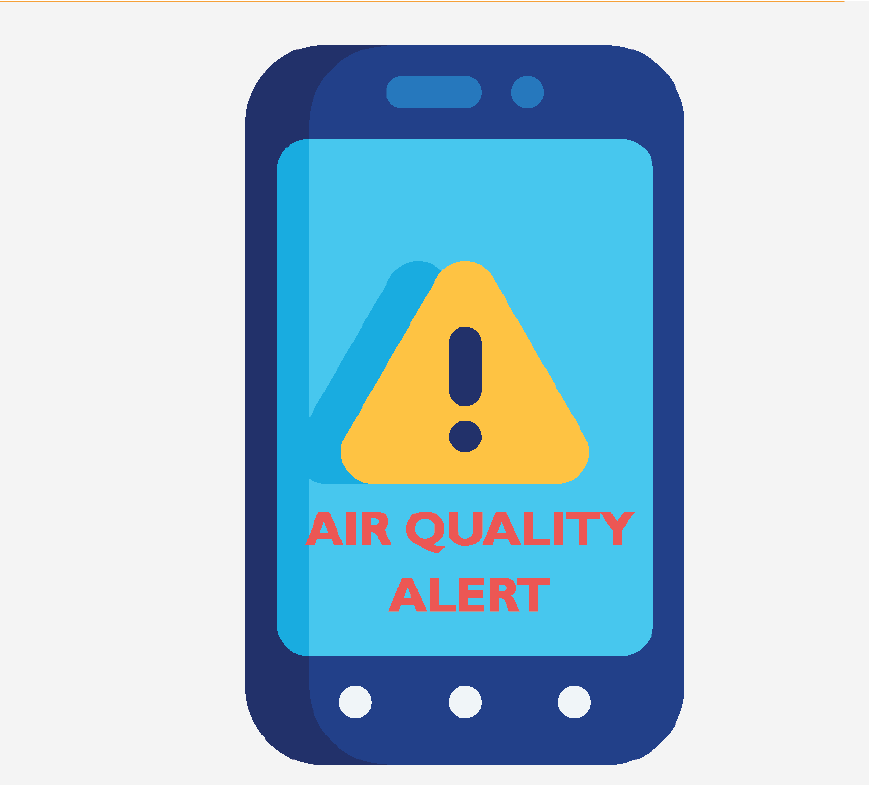 Graphic of a phone with an Air Quality Alert on it.
