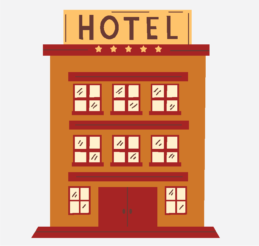 Graphic of a hotel building.