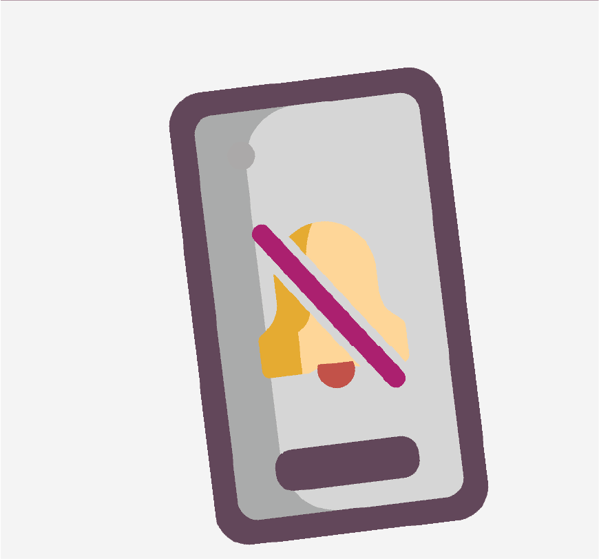 Graphic of a phone that has been silenced.