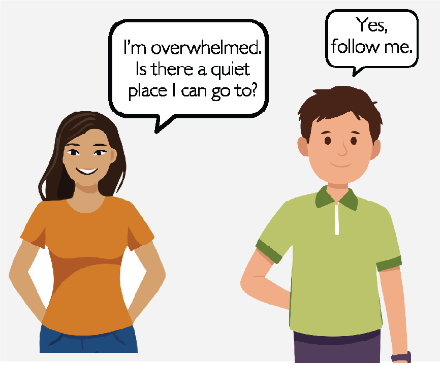 Graphic of a boy and a girl talking, the girl is saying 