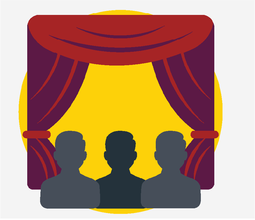 Graphic of people watching the stage, they are enjoying the performance.