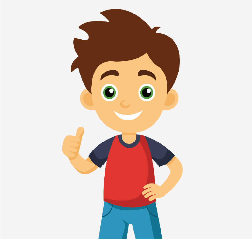 Graphic of a boy giving a thumbs up, he is smiling and looks happy.