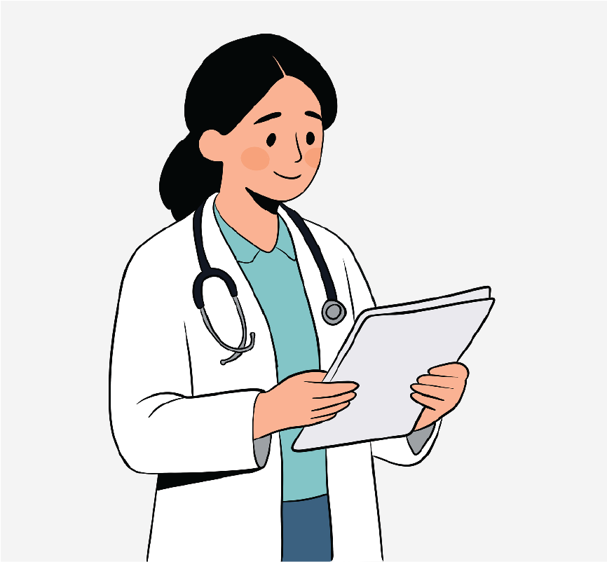 A doctor reading someone's chart.