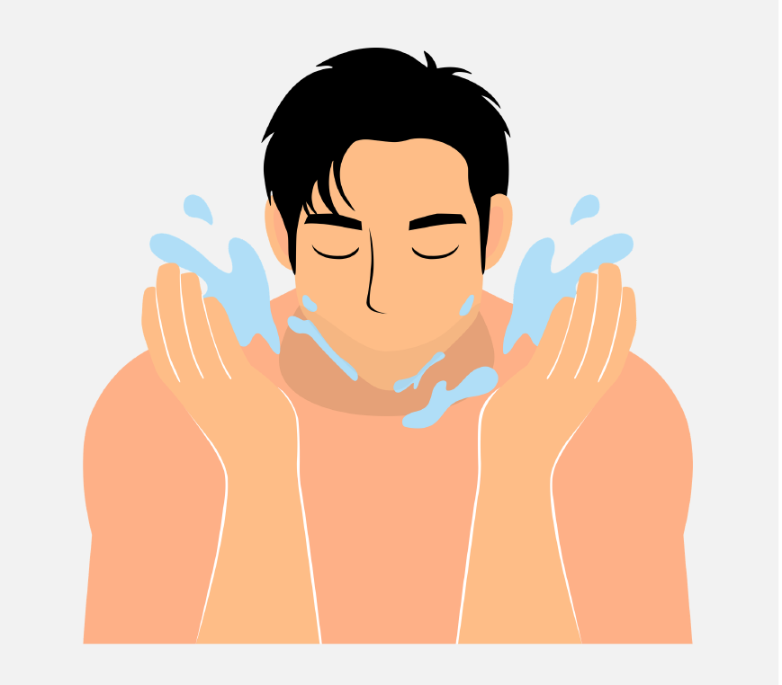 Graphic of a man splashing his face with water.