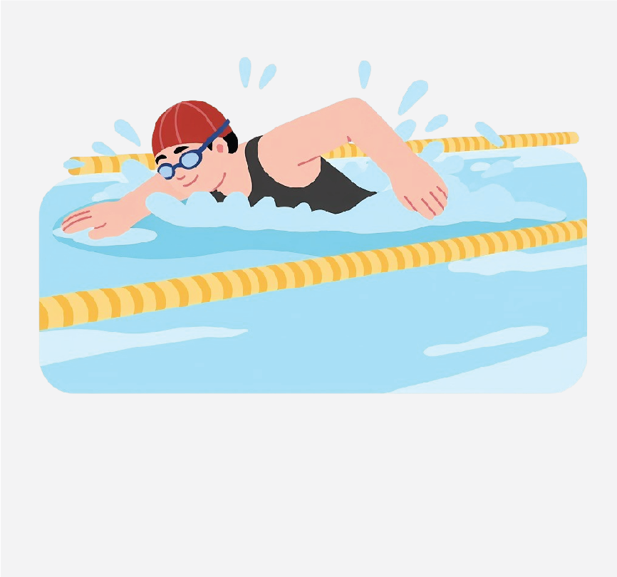 A person swimming in a pool.