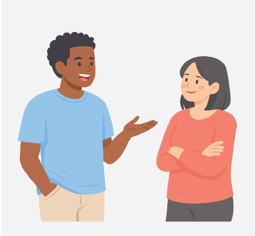 A man and woman talking to each other.
