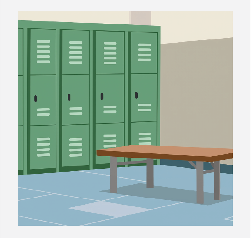 A locker room.
