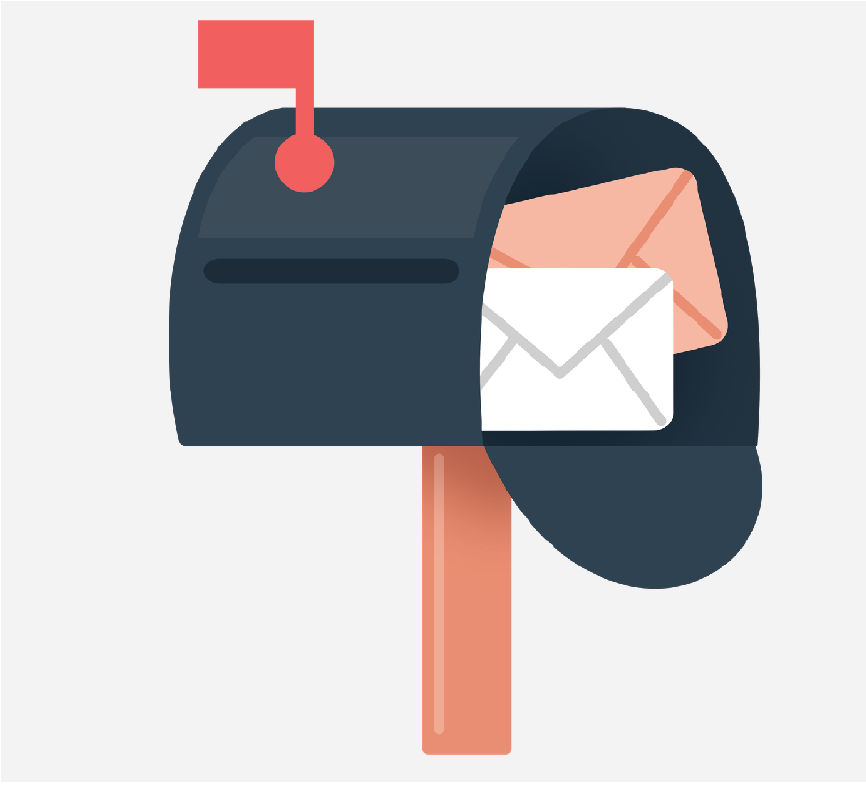A mailbox with two envelopes inside.