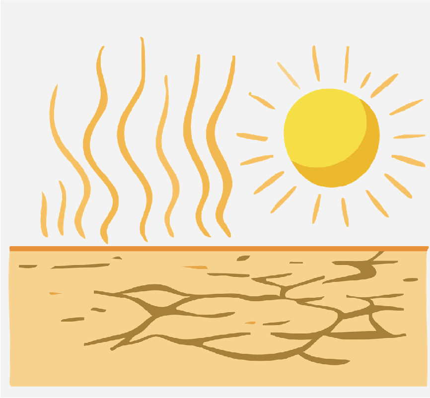 A desert landscape with heat coming off the ground from the sun.
