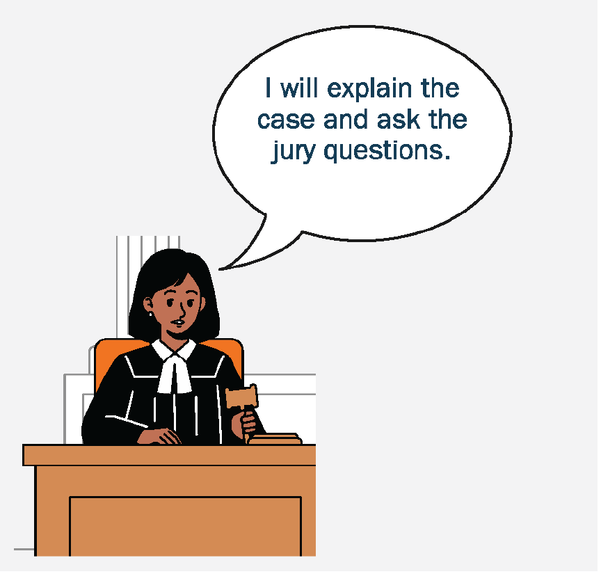 A judge sitting at a desk says, 