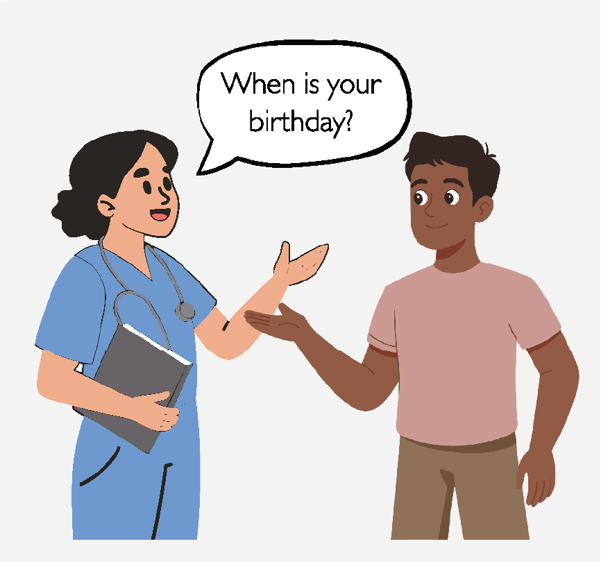 A nurse asking a man, 